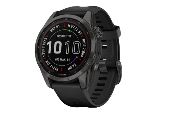 NNEKG fēnix® 7S Sapphire Solar Carbon Gray DLC Titanium with Black Band Multisport GPS Watch