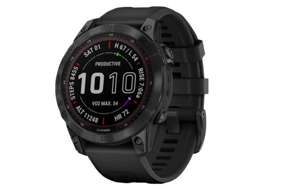 NNEKG fēnix® 7 Sapphire Solar Black DLC Titanium with Black Band Multisport GPS Watch