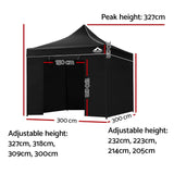 NNEDSZ Pop Up Marquee 3x3m Folding Wedding Tent Gazebos Shade Black