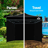 NNEDSZ Pop Up Marquee 3x3m Folding Wedding Tent Gazebos Shade Black
