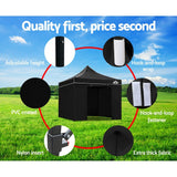 NNEDSZ Pop Up Marquee 3x3m Folding Wedding Tent Gazebos Shade Black