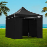 NNEDSZ Pop Up Marquee 3x3m Folding Wedding Tent Gazebos Shade Black