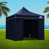 NNEDSZ Pop Up Marquee 3x3m Folding Wedding Tent Gazebos Shade Navy
