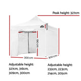 NNEDSZ Pop Up Marquee 3x3m Folding Wedding Tent Gazebos Shade White