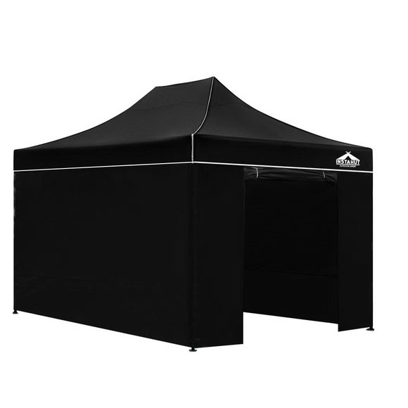 NNEDSZ Pop Up Marquee 3x4.5m Folding Wedding Tent Gazebos Shade Black