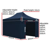 NNEDSZ Gazebo Pop Up Marquee 3x4.5m Folding Wedding Tent Gazebos Shade Navy