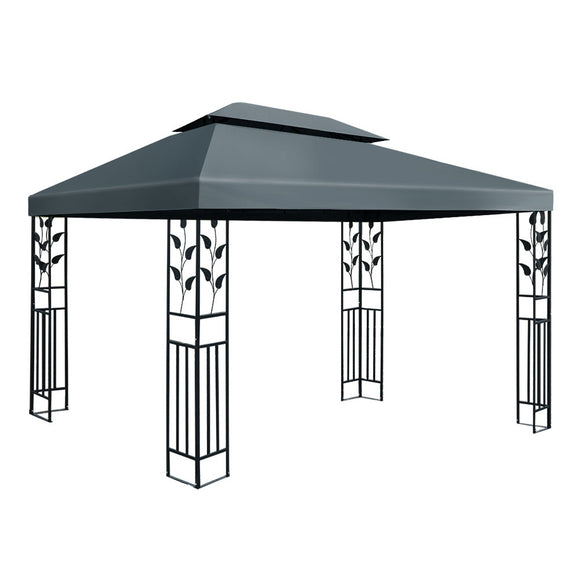 NNEDSZ Gazebo 4x3m Party Marquee Outdoor Wedding Event Tent Iron Art Canopy Grey