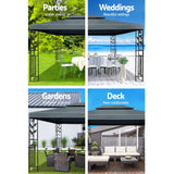 NNEDSZ Gazebo 4x3m Party Marquee Outdoor Wedding Event Tent Iron Art Canopy Grey