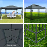 NNEDSZ Gazebo 4x3m Party Marquee Outdoor Wedding Event Tent Iron Art Canopy Grey