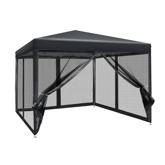 NNEDSZ Gazebo Pop Up Marquee 3x3m Wedding Mesh Side Wall Outdoor Gazebos Black