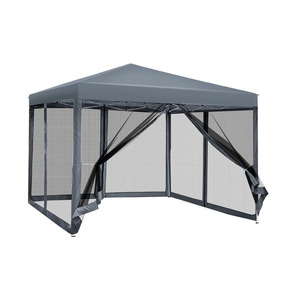 NNEDSZ Gazebo Pop Up Marquee 3x3m Wedding Mesh Side Wall Outdoor Gazebos Grey