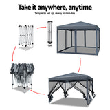 NNEDSZ Gazebo Pop Up Marquee 3x3m Wedding Mesh Side Wall Outdoor Gazebos Grey