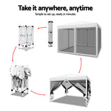 NNEDSZ Gazebo Pop Up Marquee 3x3m Wedding Mesh Side Wall Outdoor Gazebos White