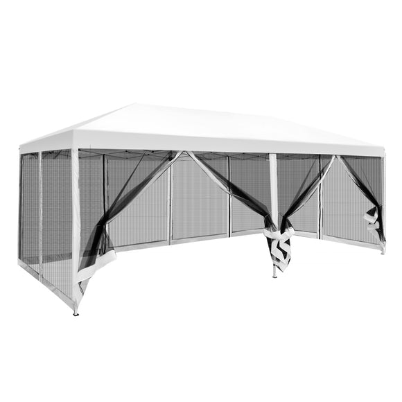 NNEDSZ Gazebo Pop Up Marquee 3x6m Wedding Mesh Side Wall Outdoor Gazebos White