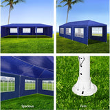 NNEDSZ Gazebo 3x9m Outdoor Marquee side Wall Gazebos Tent Canopy Camping Blue 8 Panel