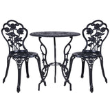 NNEDSZ 3PC Outdoor Setting Cast Aluminium Bistro Table Chair Patio Black