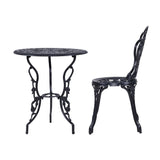 NNEDSZ 3PC Outdoor Setting Cast Aluminium Bistro Table Chair Patio Black