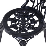 NNEDSZ 3PC Outdoor Setting Cast Aluminium Bistro Table Chair Patio Black