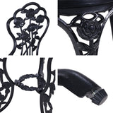 NNEDSZ 3PC Outdoor Setting Cast Aluminium Bistro Table Chair Patio Black