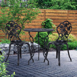 NNEDSZ 3PC Outdoor Setting Cast Aluminium Bistro Table Chair Patio Black