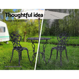 NNEDSZ 3PC Outdoor Setting Cast Aluminium Bistro Table Chair Patio Black