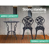 NNEDSZ 3PC Outdoor Setting Cast Aluminium Bistro Table Chair Patio Black