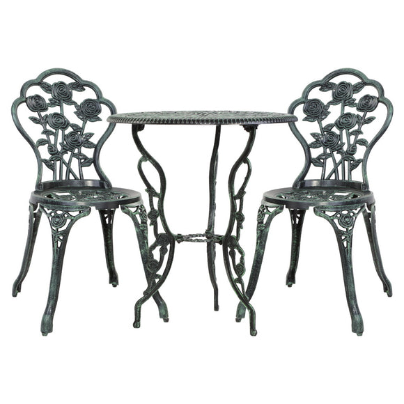 NNEDSZ Outdoor Furniture Chairs Table 3pc Aluminium Bistro Green
