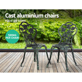 NNEDSZ Outdoor Furniture Chairs Table 3pc Aluminium Bistro Green