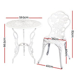 NNEDSZ Outdoor Furniture Chairs Table 3pc Aluminium Bistro White