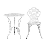 NNEDSZ Outdoor Furniture Chairs Table 3pc Aluminium Bistro White