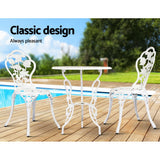 NNEDSZ Outdoor Furniture Chairs Table 3pc Aluminium Bistro White