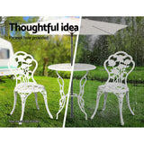 NNEDSZ Outdoor Furniture Chairs Table 3pc Aluminium Bistro White