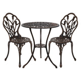 NNEDSZ 3PC Outdoor Setting Cast Aluminium Bistro Table Chair Patio Bronze