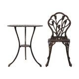 NNEDSZ 3PC Outdoor Setting Cast Aluminium Bistro Table Chair Patio Bronze