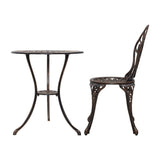 NNEDSZ 3PC Outdoor Setting Cast Aluminium Bistro Table Chair Patio Bronze
