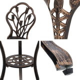 NNEDSZ 3PC Outdoor Setting Cast Aluminium Bistro Table Chair Patio Bronze
