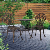 NNEDSZ 3PC Outdoor Setting Cast Aluminium Bistro Table Chair Patio Bronze