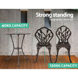 NNEDSZ 3PC Outdoor Setting Cast Aluminium Bistro Table Chair Patio Bronze
