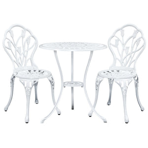 NNEDSZ 3PC Outdoor Setting Cast Aluminium Bistro Table Chair Patio White