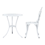 NNEDSZ 3PC Outdoor Setting Cast Aluminium Bistro Table Chair Patio White