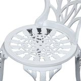 NNEDSZ 3PC Outdoor Setting Cast Aluminium Bistro Table Chair Patio White