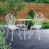 NNEDSZ 3PC Outdoor Setting Cast Aluminium Bistro Table Chair Patio White