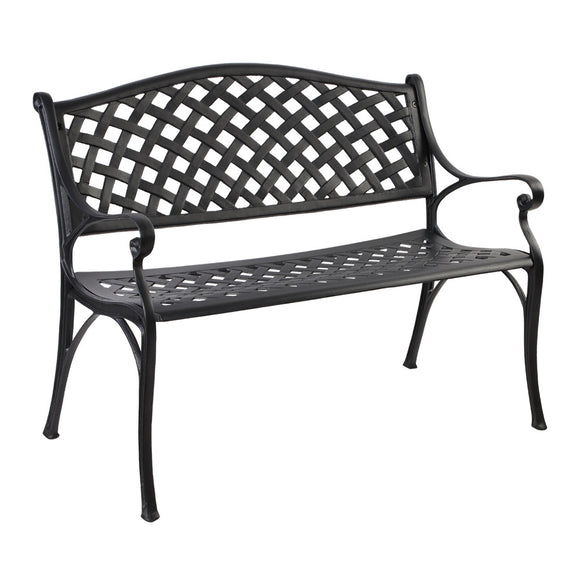 NNEDSZ Garden Bench Outdoor Seat Chair Cast Aluminium Park Black