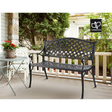 NNEDSZ Garden Bench Outdoor Seat Chair Cast Aluminium Park Black
