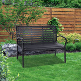 NNEDSZ Garden Bench Outdoor Furniture Chair Steel Lounge Backyard Patio Park Black