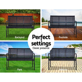 NNEDSZ Garden Bench Outdoor Furniture Chair Steel Lounge Backyard Patio Park Black