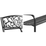NNEDSZ Bench Seat Outdoor Chair Steel Iron Patio Furniture Lounge Porch Lounger Vintage Black Gardeon