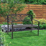 NNEDSZ Bench Seat Outdoor Chair Steel Iron Patio Furniture Lounge Porch Lounger Vintage Black Gardeon