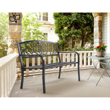 NNEDSZ Bench Seat Outdoor Chair Steel Iron Patio Furniture Lounge Porch Lounger Vintage Black Gardeon