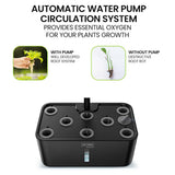 NNEMB 8 Pod Indoor Hydroponic Growing System-with Water Level Window & Pump-Black